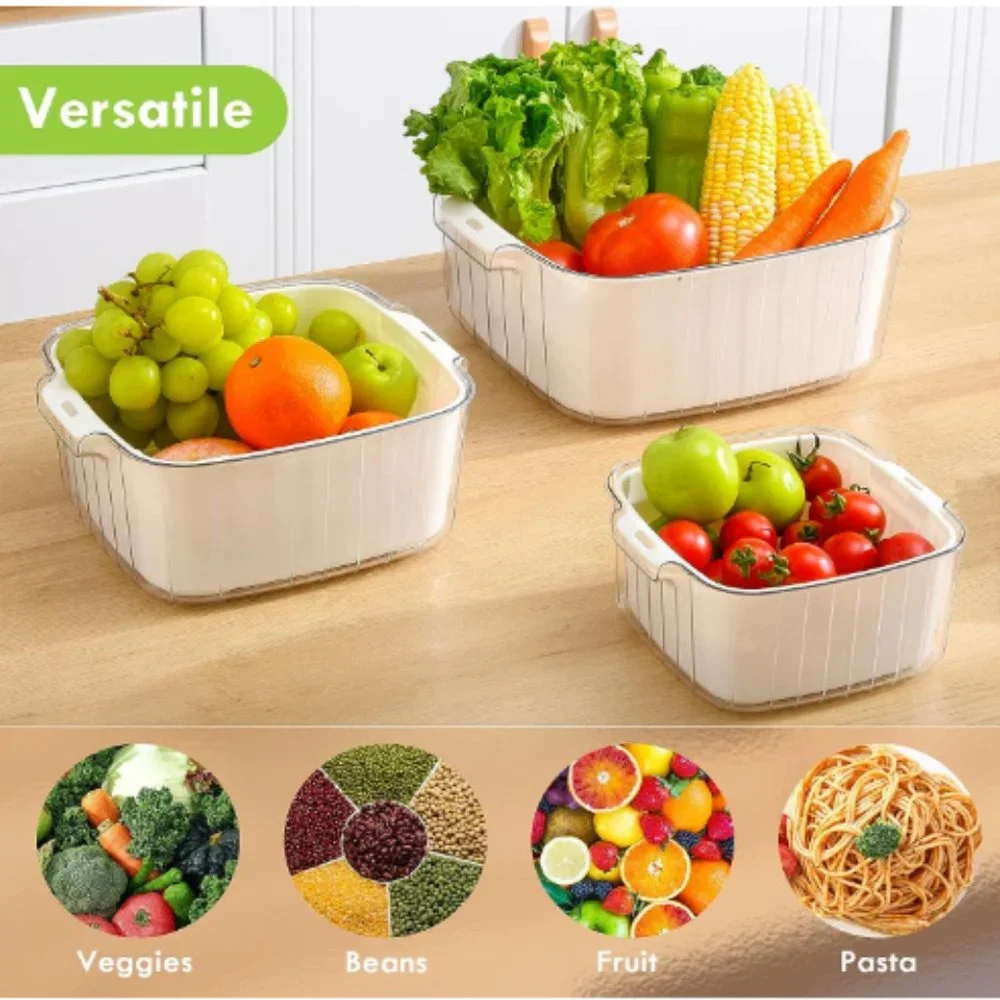 3 pk / 3 Sizes - Combo 2-in-1 Kitchen Gadget Colander/Bowl Set
